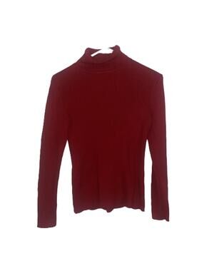 Liz Claiborne Red Ribbed Turtleneck Quiet Luxury Minimalist Y2K Sweater